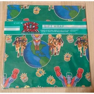 NEW USA-Made Vintage 1992 Captain Planet & The Planeteers Gift Wrap Heavyweight